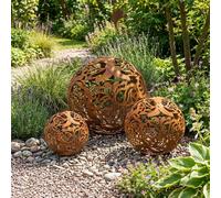 Boule de jardin rose décorative boules en acier corten rouille lampe d'extéri...