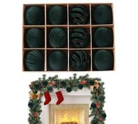 Boule de Noël 12 pièces de 8 cm flockées incassables, décorations de fêtes | Décorations de Noël pour sapin pour Couronne Linteau de Porte Fenêtre Vitrine Fêtes Centres
