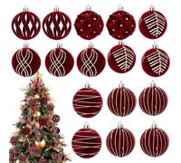 Boule de Noël 5,9 cm incassable floqué décor | Ensemble de décorations de Noël pour arbre, couronne, vitrine, fêtes, centres commerciaux