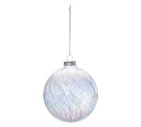 Boule de Noël Craquelée Souffle Polaire 10cm Blanc