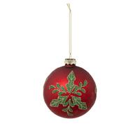 Boule de Noël en Verre Houx 10cm Rouge