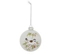 Boule de Noël en Verre Oiseau 8cm Blanc