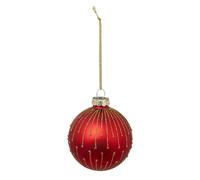 Boule de Noël en Verre Perlée 7cm Rouge