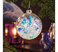 Boule de Noël en verre transparent et guirlande irisée 10x10x10cm Multicolore