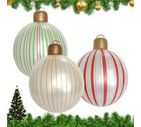 Boule de Noël géante de 40 cm pour extérieur | Décoration gonflable à rayures pour terrasse, cour, porche, vacances, jardin, pelouse, maison