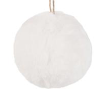 Boule de Noël imitation fourrure blanche 12x12x12cm Blanc