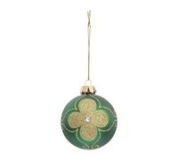 Boule de Noël Maxi Fleur Soir 8cm Vert & Or