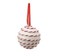 Boule de Noël Pailleté Cordon 8cm Blanc