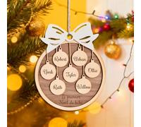 Boule de Noel Personnalisée avec Prénoms Textes Boule de Noël Personnalisable en Bois pour Sapin Cadeau Personnalisé pour Premier Noel (Arc)