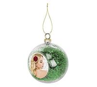 Boule de Noël Personnalisée Boule en Plastique Personnalisable avec Votre Propre Photo Image Boule de Noël 6cm Boule Incassable Suspendue pour Sapin Décoration Noël Cadeau Noël (vert-8cm)