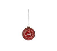 Fééric Lights and Christmas - Boule de Noël en Verre "Renne Couronne" 8cm Rouge Rouge G
