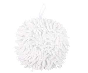 Boule de Serviette Suspendue 18x17x6,5cm Blanche mains | Chenille Douce et Moelleuse, Texture Délicate, Réutilisable, Légère, Adaptée aux Tout-Petits, Cuisines, Bureaux et Espaces