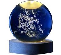 Boule de verre 3D avec LED RGB I-Total XL2721 effet au plafond, veilleuse, lampe de nuit avec base en bois, thème Math