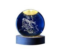 Boule de verre 3D avec LED RGB I-Total XL2721 effet au plafond, veilleuse, lampe de nuit avec base en bois, thème Math