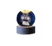 Boule de verre 3D avec LED RGB I-Total XL2722 effet au plafond, veilleuse, lampe de nuit avec base en bois, thème LET'S PLAY