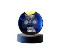 Boule de verre 3D avec LED RGB I-Total XL2722A MEDIUM effet au plafond, veilleuse, lampe de nuit avec base en bois, Let's PLAY