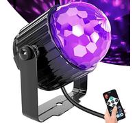 Boule disco avec LED, rotation à 360° contrôlée par la musique, lumière disco avec télécommande et câble de prise, mini lumière disco avec lumière violette pour fêtes, karaoké