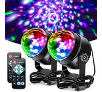Boule Disco de Commande Vocale, Litake 2 Pack 7 Couleurs Boule à Facette avec Télécommande 6W Éclairage de scène Musique Activé Strobe pour Fête Bar Club Festival Mariage