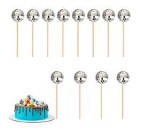 Boule Disco Décoration de Gâteau,12 Pcs Boules Deco Gâteau Plugin Mini Boule à Facette en Argent Miroir Argentée pour Fêtes D'anniversaire et Mariages Cupcakes Fêtes à Thème Disco des Années