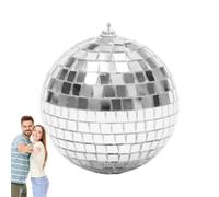 Boule disco décorative aspect argent, fonction réfléchissante, design rétro | Cube miroir à facettes multiples avec lanière pendante, brillant et réfléchissant pour mariages, festivals, clubs, bars de