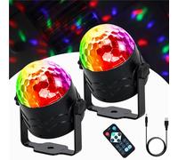 Boule Disco Lumières Disco - Jeu de Lumiere pour Soiree 360° Rotative Lumières de Scène Lumière Disco 7 modes d'éclairage avec Télécommande et USB pour DJ Party, Fête, Bar, Noël, Halloween(2 Pack)