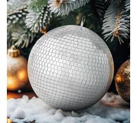 Boule disco miroir 12 pouces argentée avec anneau de suspension