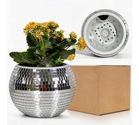 Boule Disco Plante Pot,Disco Boule Facette Pot de Fleur,Cache Pot Boule Disco,Disco Jardiniere,Bol Disco,Vase Disco,Paillettes Argenté Mosaique Miroir Verre Disco Decor pour Cactus Succulent,4*5*5IN