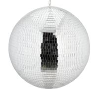 Boule disco Relaxdays, Ø 50 cm, boule à facettes décorative à suspendre, grande boule de soirée avec œillet métallique, boule disco de fête, argentée