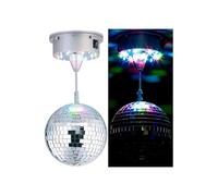 : Boule disco rotative Ø 15 cm avec socle, 18 LED colorées et 2 effets lumineux