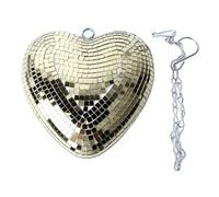 Boule Disco Suspendue, Boule à Facettes en Forme de Cœur avec Chaîne à Crochet, Boule à Miroir Réfléchissante Décorative, Ornement pour la Maison, la Fête, le Bar KTV, (Champagne