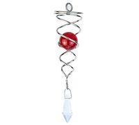 Boule d'observation en spirale de 11,4 cm, stabilisateur à vent en métal, boule en verre cristal à suspendre, hélix cinétique argent Twister décorations de jardin (rouge)