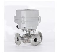 Boule électrique à 3 voies, 1/2 pouces, DN15, 230V AC, triple pince, en acier inoxydable 304, actionnée par moteur(Flow Direction C)