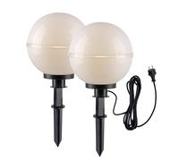 Boule lumineuse d'extérieur enfichable E27, boule lumineuse sur piquet, décoration de jardin, blanc, câble 5m, douille E27, DxH 30x61 cm, lot de 2