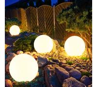 Boule lumineuse d'extérieur lampe solaire décoration de jardin extérieur, plastique blanc, blanc chaud, DxH 20x62 cmEnsemble de 4