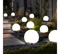 Boule lumineuse solaire 10 cm boule lumineuse solaire jardin LED décoration de jardin boule solaire pour extérieur petit, durée d'éclairage environ 6-8 heures, H 38 cm, lot de 10