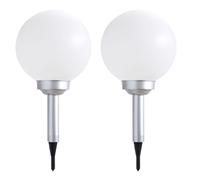 Boule lumineuse solaire boule de jardin boule solaire décoration de jardin LED solaire pour extérieur 15 cm, avec piquet de sol et support de balcon, H 42,5 cm, lot de 2