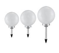 Boule lumineuse solaire boule de jardin boule solaire décoration de jardin LED solaire pour l'extérieur, avec piquet, durée d'éclairage environ 6-8 heures, blanc chaud, D 20/25/30 cm, lot de 3