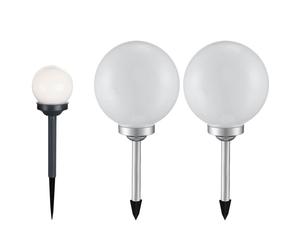 Boule lumineuse solaire boule de jardin boule solaire décoration de jardin LED solaire pour l'extérieur, avec piquet, durée d'éclairage environ 6-8 heures, blanc chaud, D 10/20 cm, lot de 3