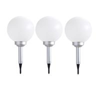 Boule lumineuse solaire boule de jardin boule solaire décoration LED solaire pour extérieur 15 cm, avec piquet de sol et support de balcon, durée d'éclairage environ 6-8 heures, H 42,5 cm, lot de 3