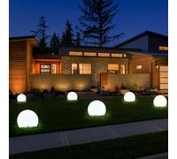 Boule lumineuse solaire boule de jardin lumière solaire LED décoration de jardin boule solaire pour extérieur 10 cm, avec piquet de sol, 1x LED 0,06 watt blanc, DxH 10x34 cm, lot de 6