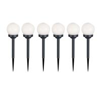 Boule lumineuse solaire enfichable lampe de jardin boule lumineuse sur piquet, blanc gris, LED blanc chaud, DxH 10x39 cm, lot de 6