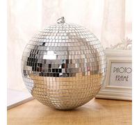 Boule miroir argentée, boule laser, boule disco, décorations en verre et plastique de style rétro, convient pour Pâques, décorations de gâteau boule disco, décorations de fête, décorations d'anniversa