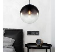 Boule Plafonnier Suspension fumé Lampe de salon Boule de verre Lampe à suspendre, 1x E27, diamètre x hauteur 30 x 120 cm