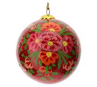 Boule Sapin Noël pailletée Rouge Papier mâché Alizeh 80 mm