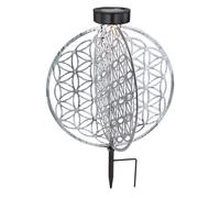 Boule solaire antique lampe de jardin solaire oriental Lampe solaire de jardin argent, effet lumineux motif fleur de vie, 1x LED blanc chaud, DxH 30 x 41 cm