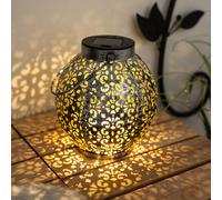 Boule solaire Boule solaire antique en métal pour jardin Lampes solaires Sphère pour l'extérieur, avec effet de lumière oriental en argent à mettre / brancher, LED, PxH 18x39 cm