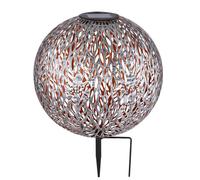 Boule solaire éclairage extérieur boule solaire lumière jardin, poinçons décor, or argent antique, batterie LED, DxH 27 x 38 cm