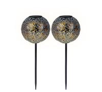 Boule solaire lumineuse solaire pour l'extérieur, couleur argent, lampe à brancher, jardin, boule orientale, avec effet de lumière et piquet de sol, 1x LED 3000 Kelvin, DxH 18,5x54 cm