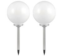 Boule solaire pour extérieur 30 cm boule lumineuse solaire boule de jardin lumineuse décoration de jardin à LED solaire, avec piquet de sol, durée d'éclairage environ 6-8 heures, H 66,5 cm, lot de 2