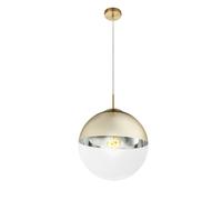 Boule suspension lampes dorées salon suspension suspension abat-jour en verre 1 flamme, métal clair, 1x E27, DxH 30x120cm